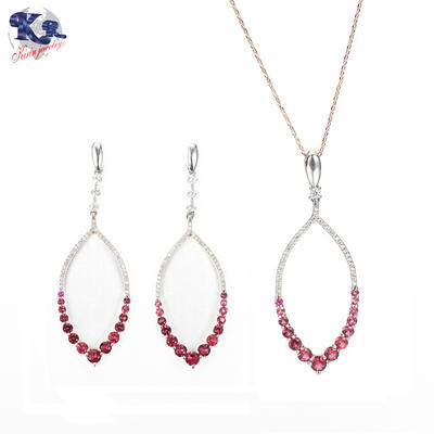 Kirin 925 sterling silver jewelry set Ruby color stone for women 82021