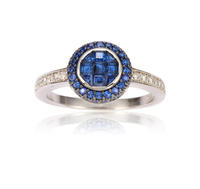 Silver Sapphire Round Cut Ring Fashion Statement Jewelry for Women Girls Kirin Jewelry 104618