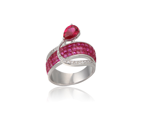 Sterling Silver Personalized Ruby ring customized engraved fine jewelry for women Kirin Jewelry 104764