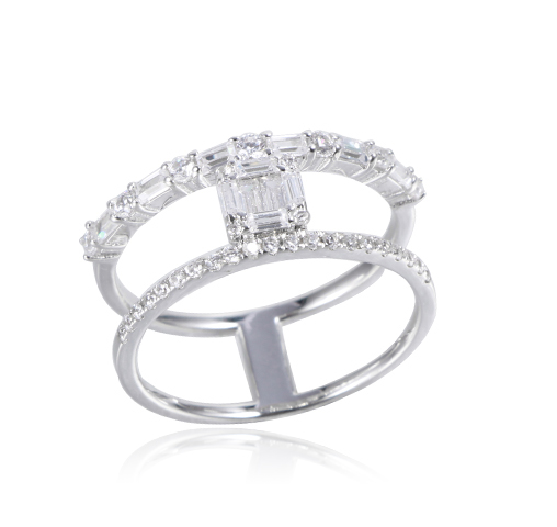 925 Sterling Silver Stackable Ring White Baguette-Cut Cubic Zirconia Kirin Jewelry 104248