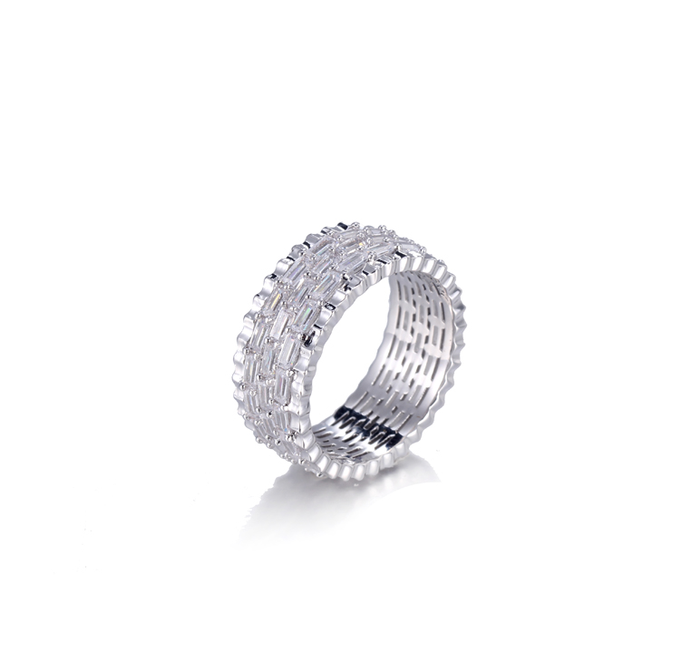 Women Cubic Zirconia Round & Baguette Eternity Ring Kirin Jewelry 105142