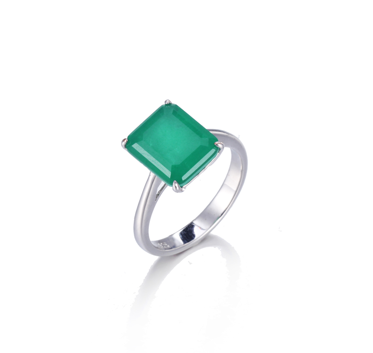 925 sterling silver Big Square Emerald Rings For Women Jewelry Kirin Jewelry 104719