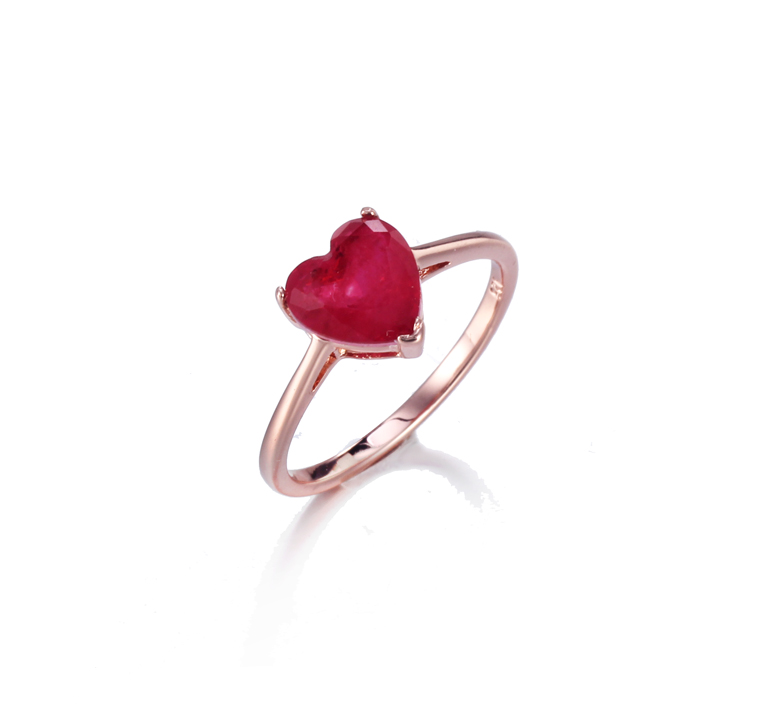Romantic 925 sterling silver  Ruby color fashion jewelry heart ring for women Kirin Jewelry 104720