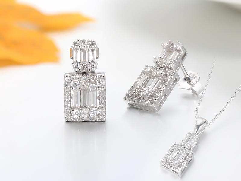 925 sterling silver jewelry set baguette stone