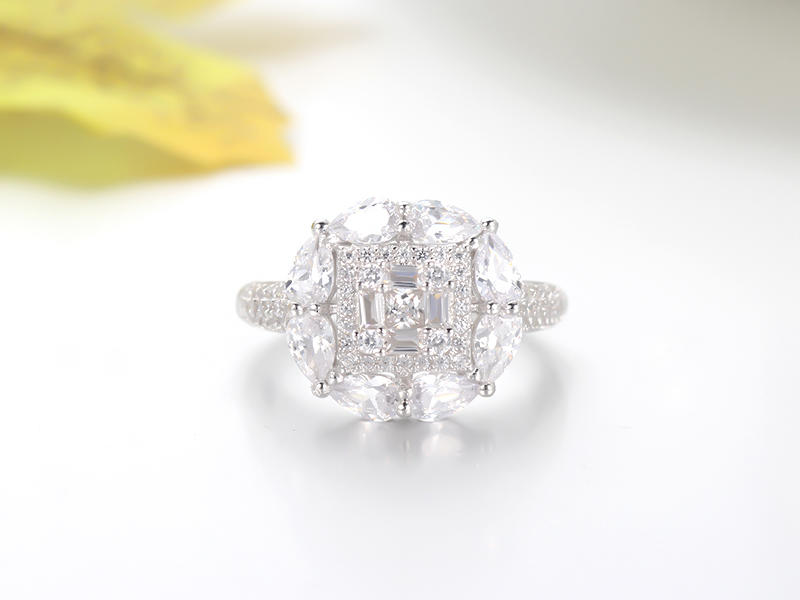 925 sterling silver rings baguette stone