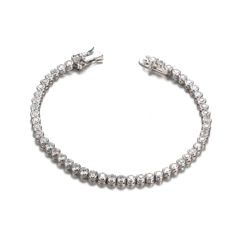 Ladies Cubic Zirconia Tennis Bracelets Clear White Gold Plated for Women Girls 61942 Kirin Jewelry