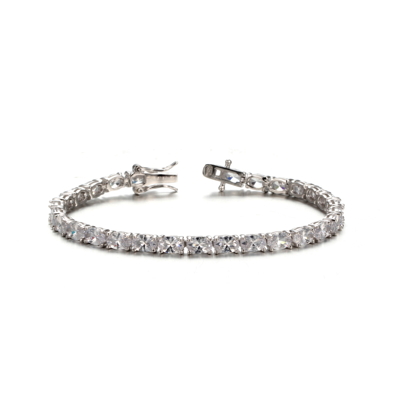 925 sterling silver Wedding Cubic Zirconia Bracelet Chain Link Silver Tone 61936 Kirin Jewelry