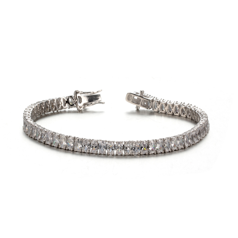 925 Sterling Silver Platinum Plated Oval Zircon Fashion Bracelet For Women 61935 Kirin Jewelry