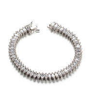 Wedding Bracelet with Marquis Cut CZ Platinum Plated 61934 Kirin Jewelry