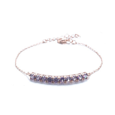 925 Sterling Silver Amethyst Symbol Charm Adjustable Bracelet for Women 61816 Kirin Jewelry