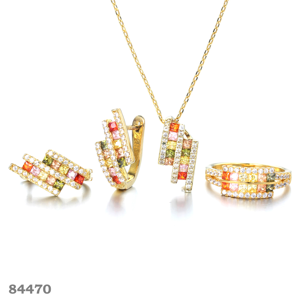 925 silver jewelry set with 14K-Gold plated Kirin Jewelry 84470