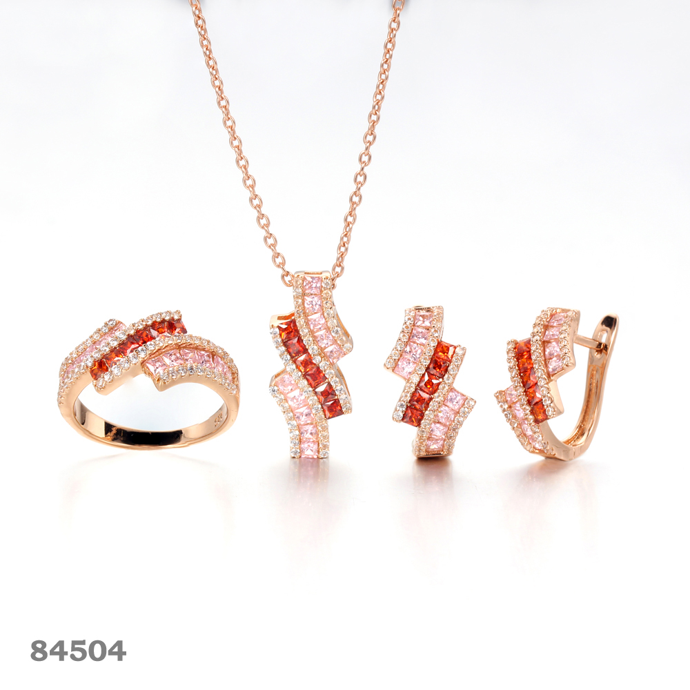925 silver jewelry set rose gold plated earrings, pendants, rings Kirin Jewelry 84504