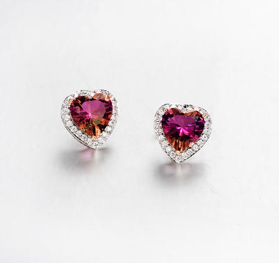 925 Sterling Silver Heart Cut Stud Earring Women's Wedding Bridal Engagement Earrings Jewelry 39035