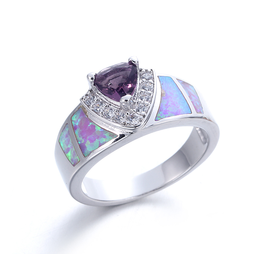 Women Fashion Opal 925 Sterling Silver Gemstone Jewelry Ring Size 5 6 7 8 9 10 11 103541