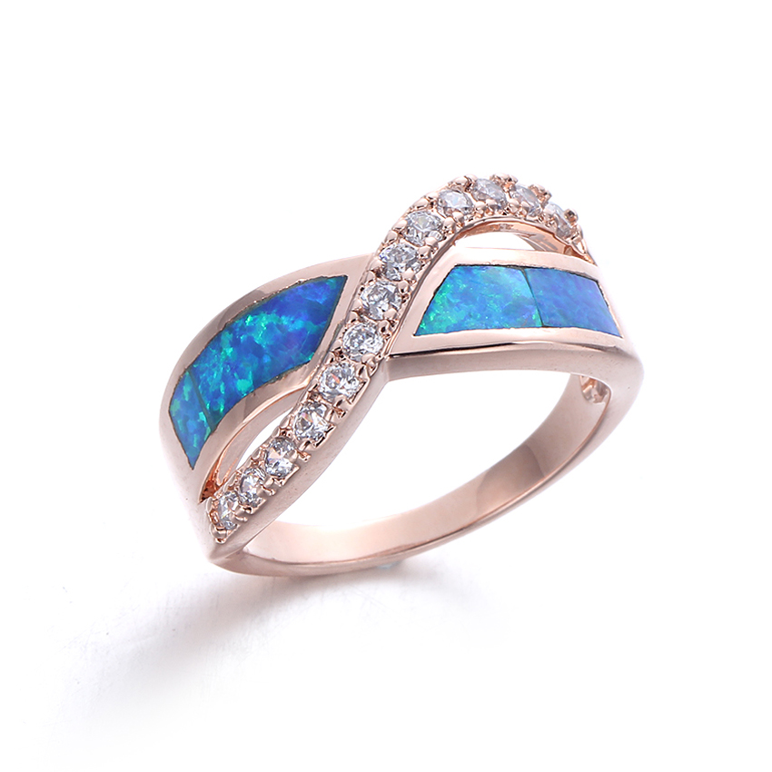 Women Fashion Blue Opal 925 Sterling Silver Ring Jewelry For Wedding Party Anniversary 103546