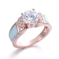 Women 925 Sterling Silver Round cut Cubic Zirconia White Opal Rings Wedding Jewelry 103552