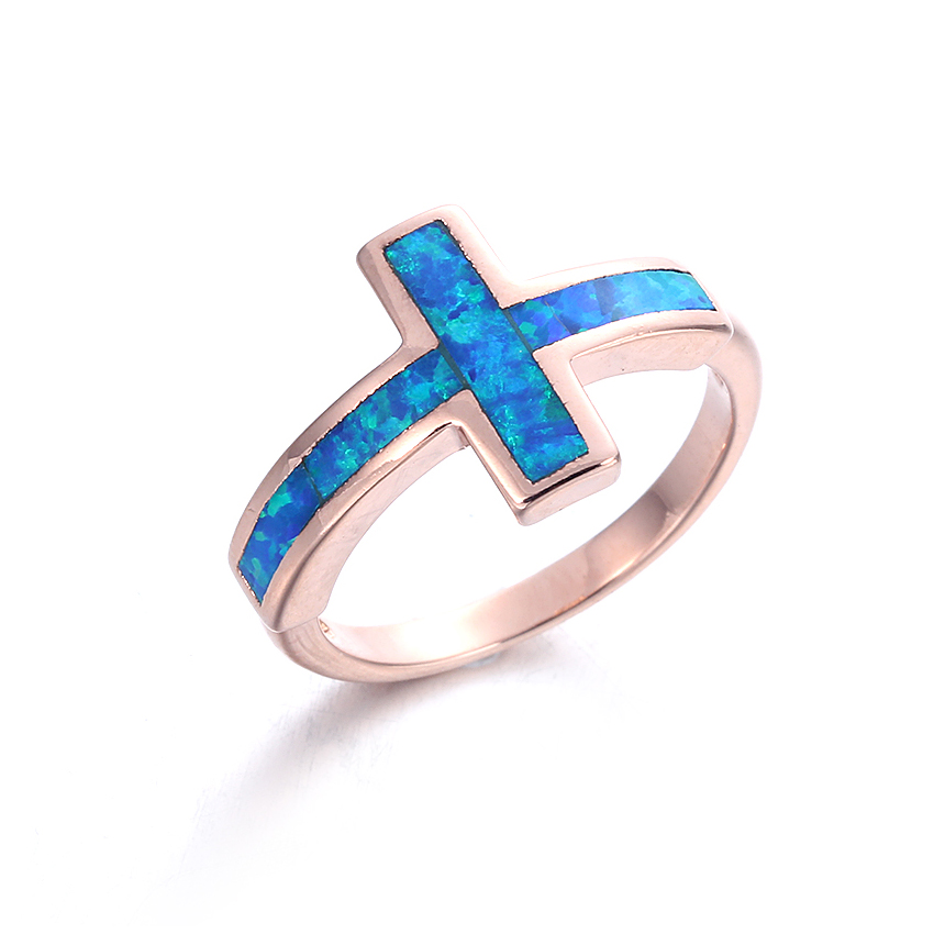 Unique 925 Sterling Silver Rectangle Blue Opal Rings for Women Vintage Fashion Jewelry  103558