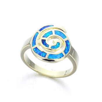 Elegant Women 925 Sterling Silver2*8mm Blue Opal Wedding Engagement Ring 103568