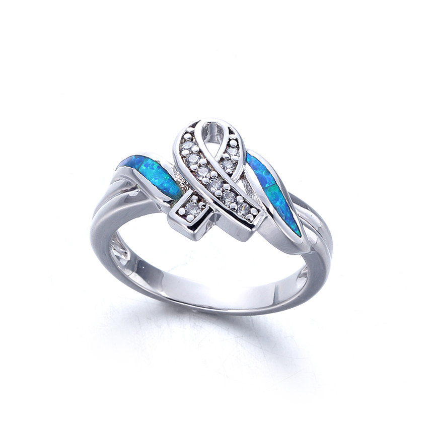 Blue Opal Rings Women Fashion 925 Sterling Silver Jewelry Vintage Wedding Engagement Rings 103570