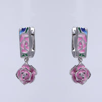 Charm Cubic Zircon Flower Enamel 925 Silver Earrings & Pendants Jewelry set for Women 84501