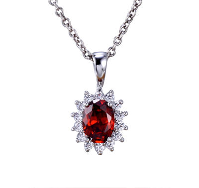 Luxury Women 925 Sterling Silver Cubic Zirconia Pendant Chain Necklace Jewelry 27308