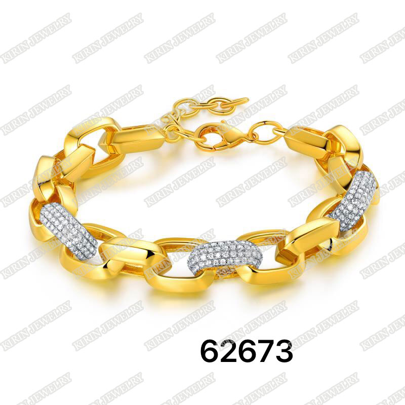 925 sterling silver bracelet with gold plating for men 62675