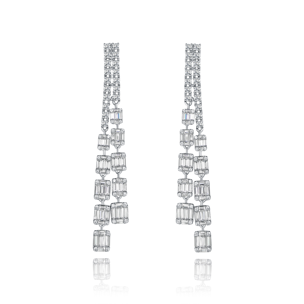 Fashion fine jewelry drop cubic zirconia long chain earrings 300776