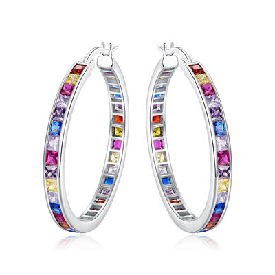 Color CZ Hoop Earrings Fashion Earring for Women 301159