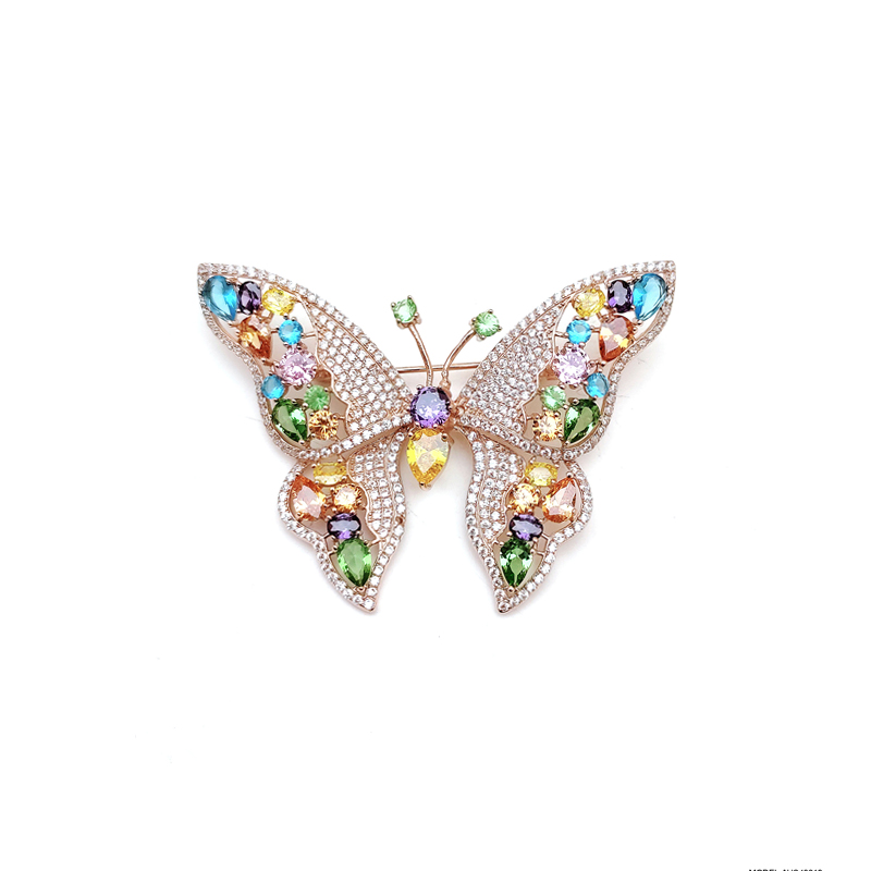 Butterfly Multi Color 925 Sterling Silver Brooch for Wonman 40219