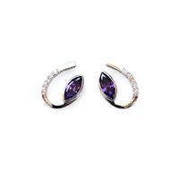 Purple Pretty 925 Sterling Silver Earrings for Woman 32079