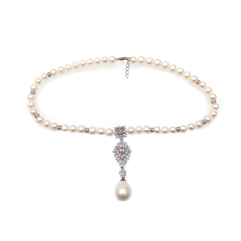 Fashion Pearl 925 Sterling Silver Necklace for Woman 70546