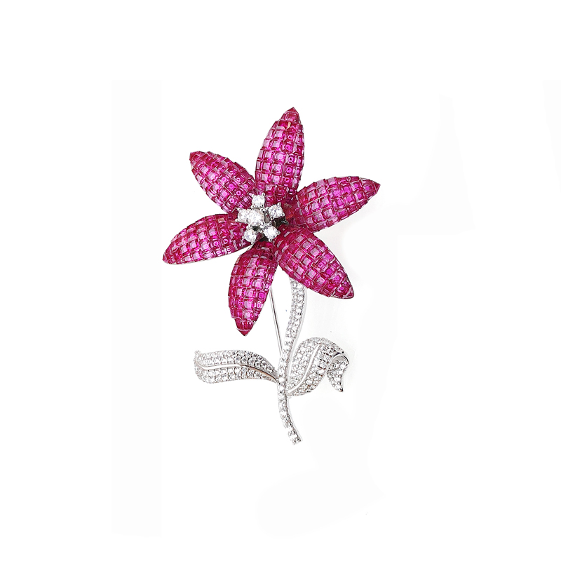 Professional Wholesale Flower Invisible Setting Items Brooch with Cubic Zircon for Woman 40272 Factory From China-Kirin