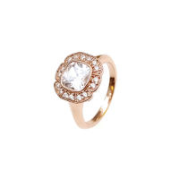 Classic 925 Sterling Silver CZ Rings with Gold Plated for Woman 105260