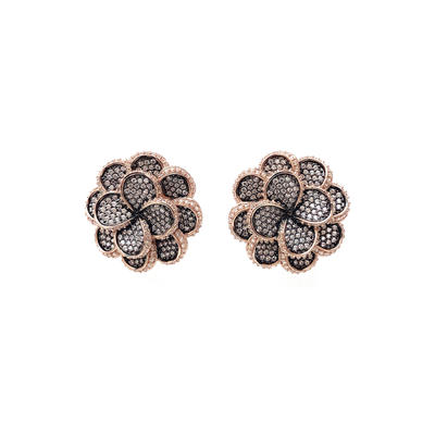 Special Flower 925 Sterling Silver Earrings with Black Gold Plated for Woman 33433