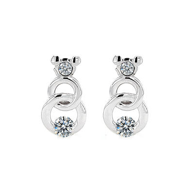 Disney 925 Sterling Silver CZ Crystal Earrings for Girls with Rhodium Plated 301239