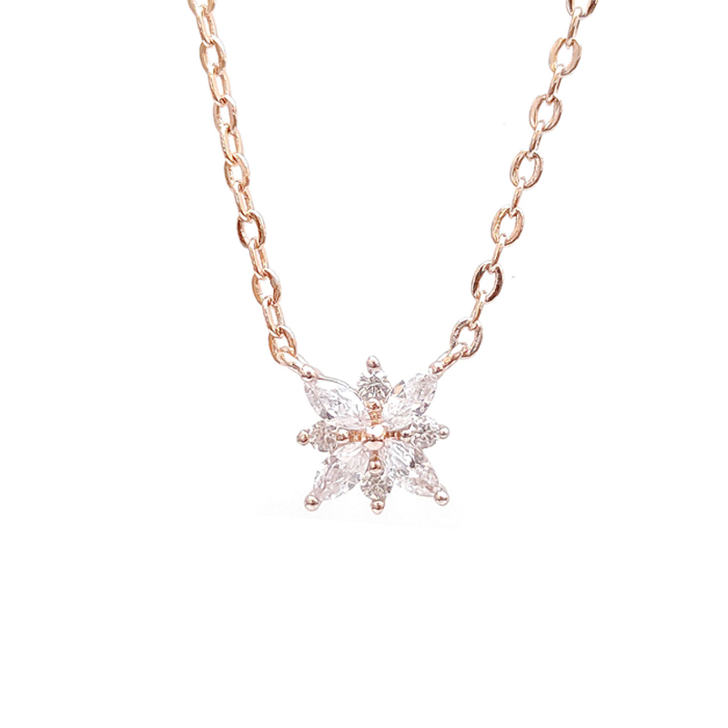 Pretty Snowflake 925 Sterling Silver Pendants with Rose Gold Plated 84983PW