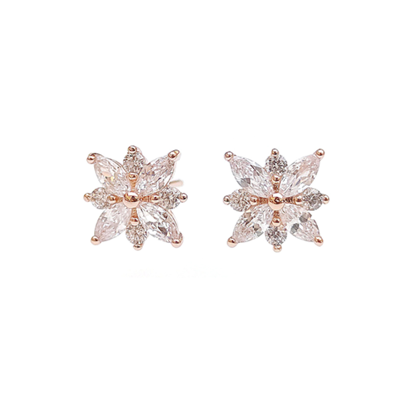 Stub 925 Sterling Silver Earrings with Rose Gold Plated for Woman 84983EW