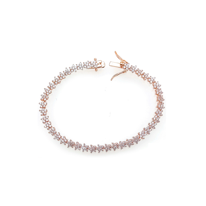 Customize Elegant 925 Sterling Silver Bracelet with Rose Gold Plated for Woman 85361TW
