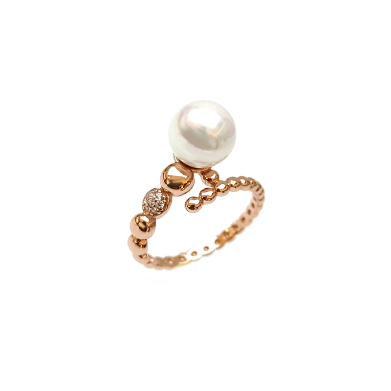 Custom 925 Sterling Silver Pearl Ring with Rose Gold Plating for Woman 103988