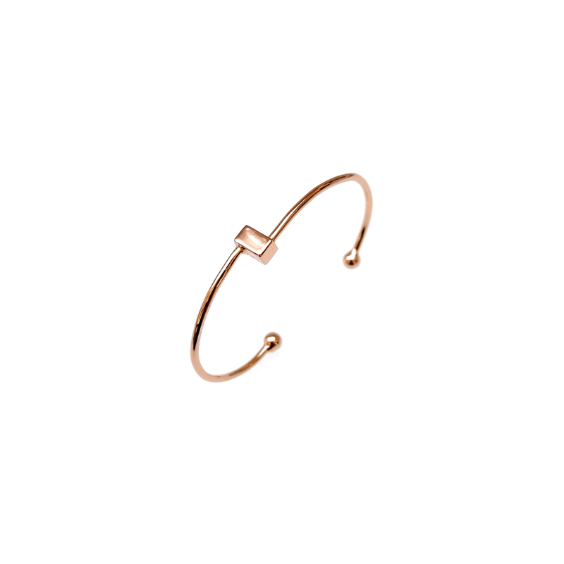 Charm Wholesale Minimalist 925 Sterling Silver Bangle with Rose Gold Plated 51094