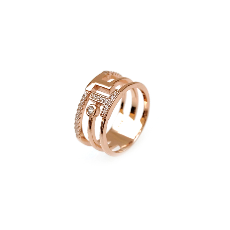 OEM 925 Sterling Silver CZ Women's Letter Ring with Rose Gold Plated 103979W-1