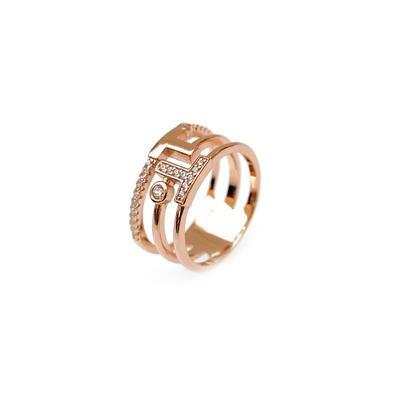 OEM 925 Sterling Silver CZ Women's Letter Ring with Rose Gold Plated 103979W-1