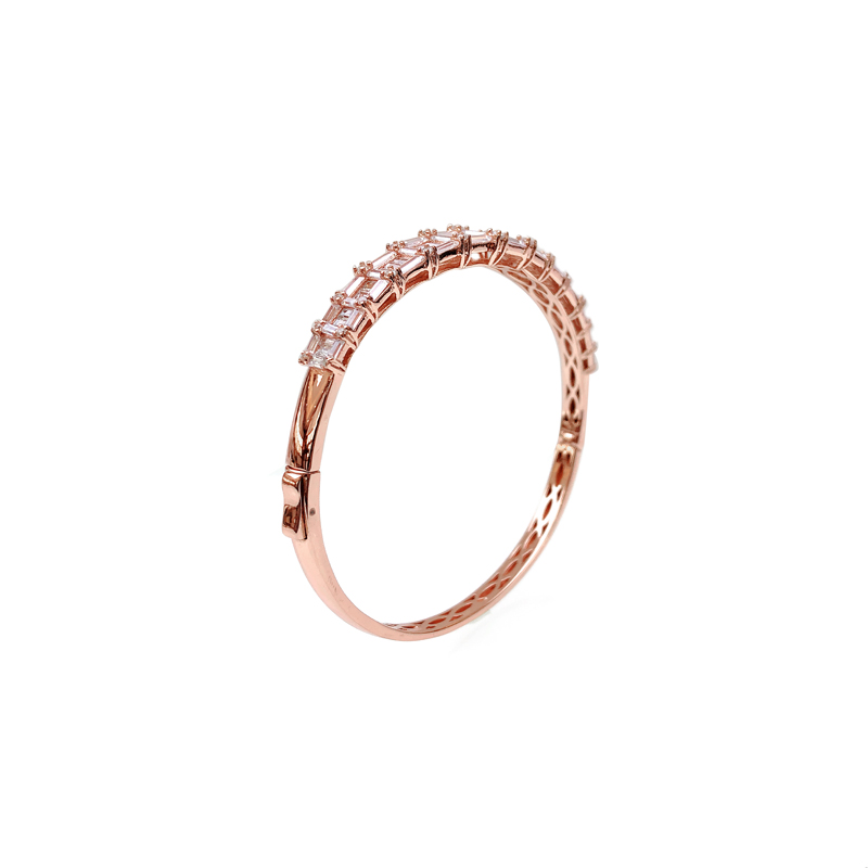 High Quality Stylish 925 Sterling Silver CZ Bangles with Rose Gold Plated 50723 Wholesale-Kirin