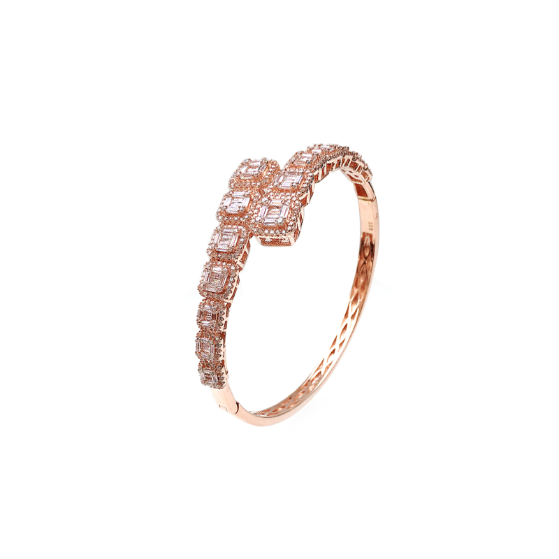 Special OEM 925 Sterlling Silver Bangle with Rose Gold Plated for Woman 50726