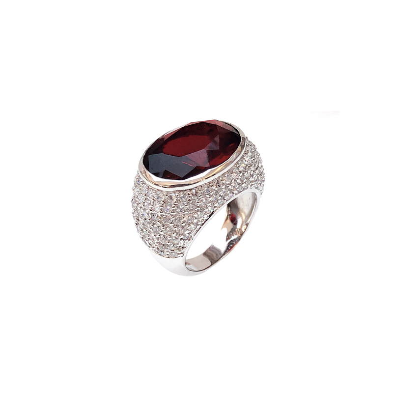 Professional Wholesale 925 Sterling Silver Ring with Rhodium Plated Ruby CZ 12341