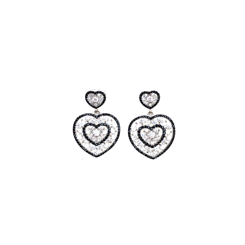 Love Heart 925 Sterling Silver Women's CZ Earrings with Gold Plated 80282E