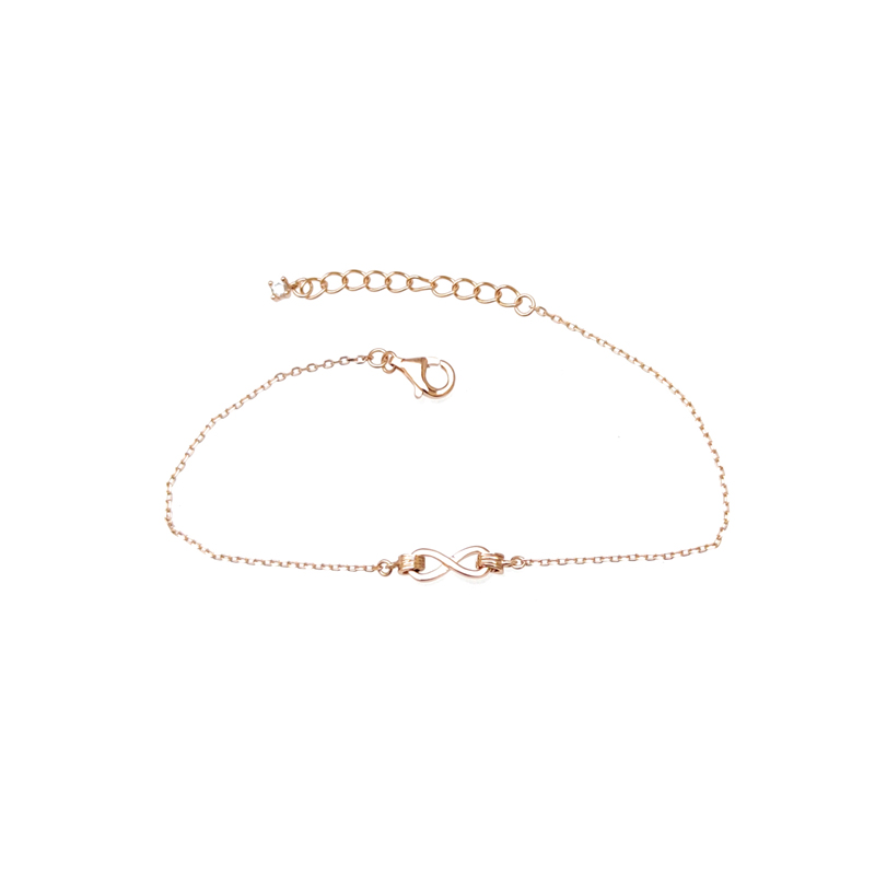 Minimalist Infinite 925 Sterling Silver Bracelet with Rose Gold Plated for Woman 61901