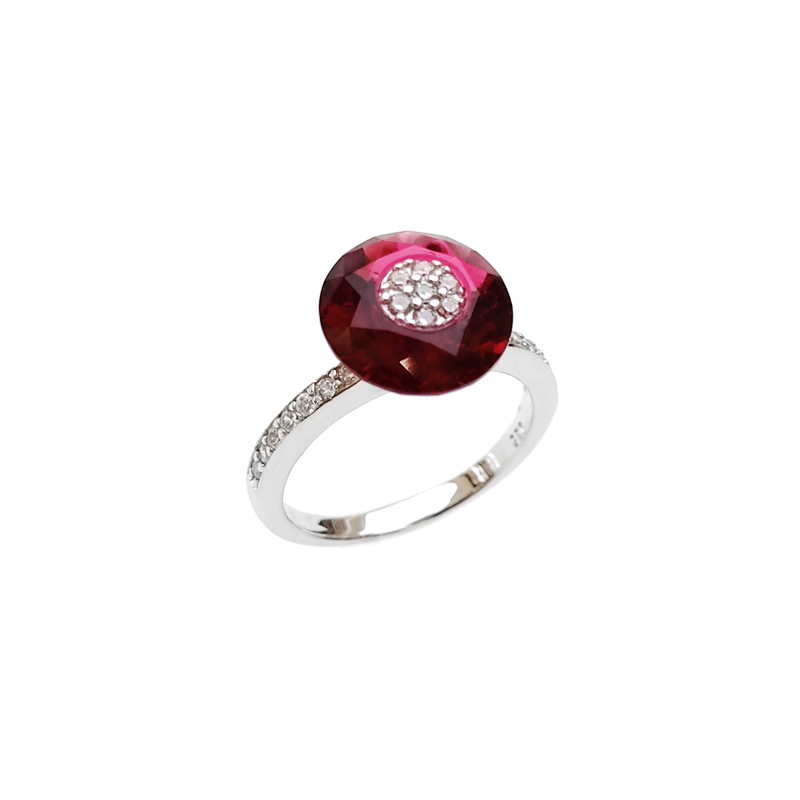 Elegant OEM 925 Sterling Silver CZ Ruby Women's Ring with Rhodium Plated 85051RW