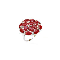 Charm Custom 925 Sterling Silver CZ Ruby Rings with Rhodium Plated for Woman 83629RW