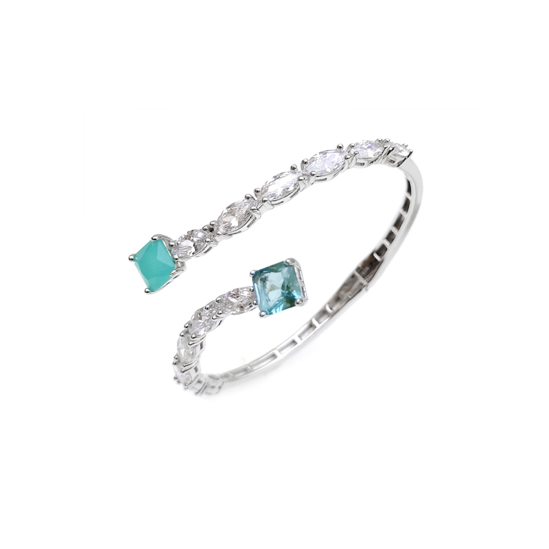 Professional OEM 925 Sterling Silver Gemstone CZ Bangle with Rhodium Plated for Woman 51000